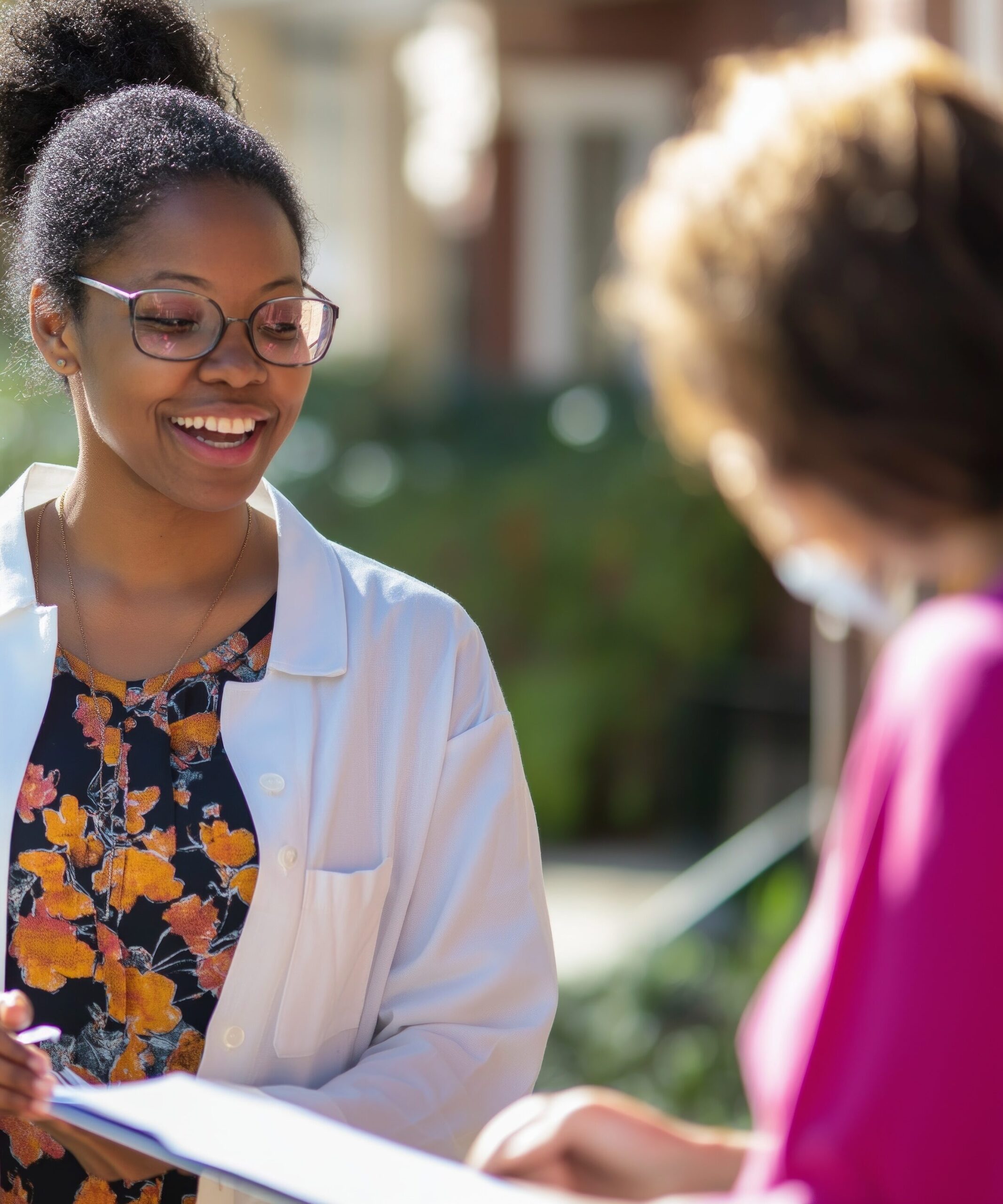 Clinician talking with a survey respondent 